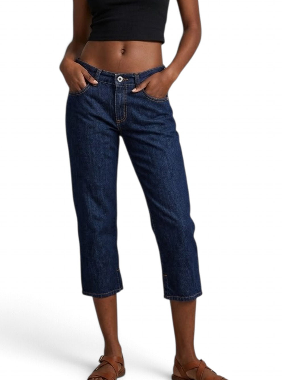 Guess Jeans Dark Wash Denim Capri Pants Low Rise Ankle Slits Straight Leg 26